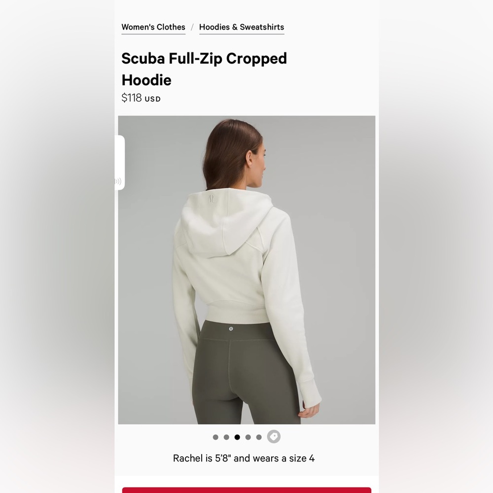 Lululemon scuba full zip cropped hoodie